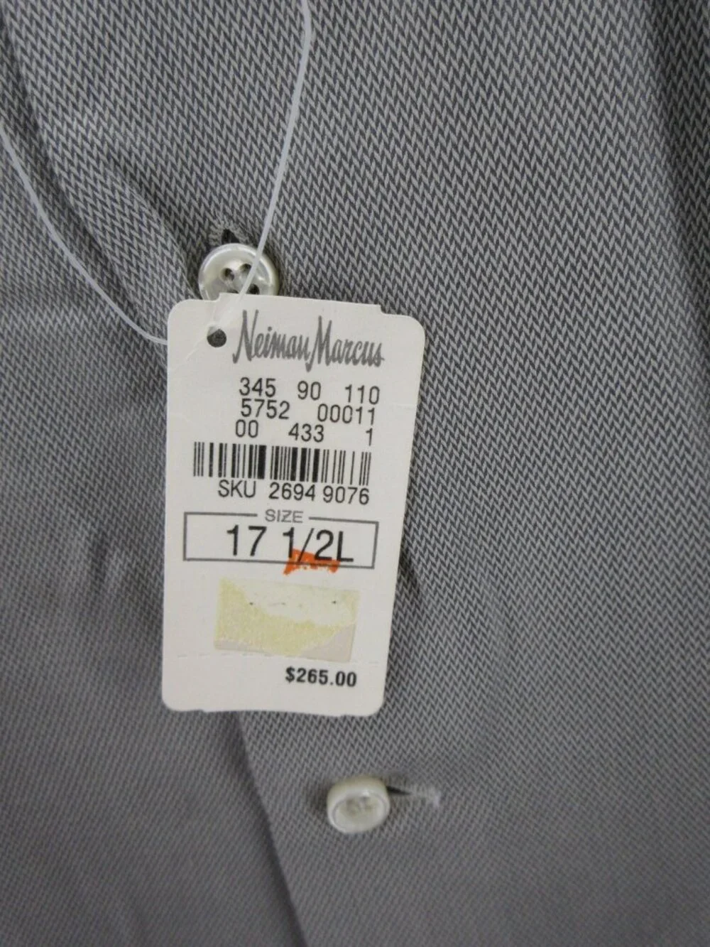 Lorenzini Shirt 17.5 L Neiman Marcus Micro Herringbone Italy VGT NEW